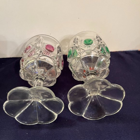 Old Glass Goblets with Thumb Print Design - Picture 5 of 5